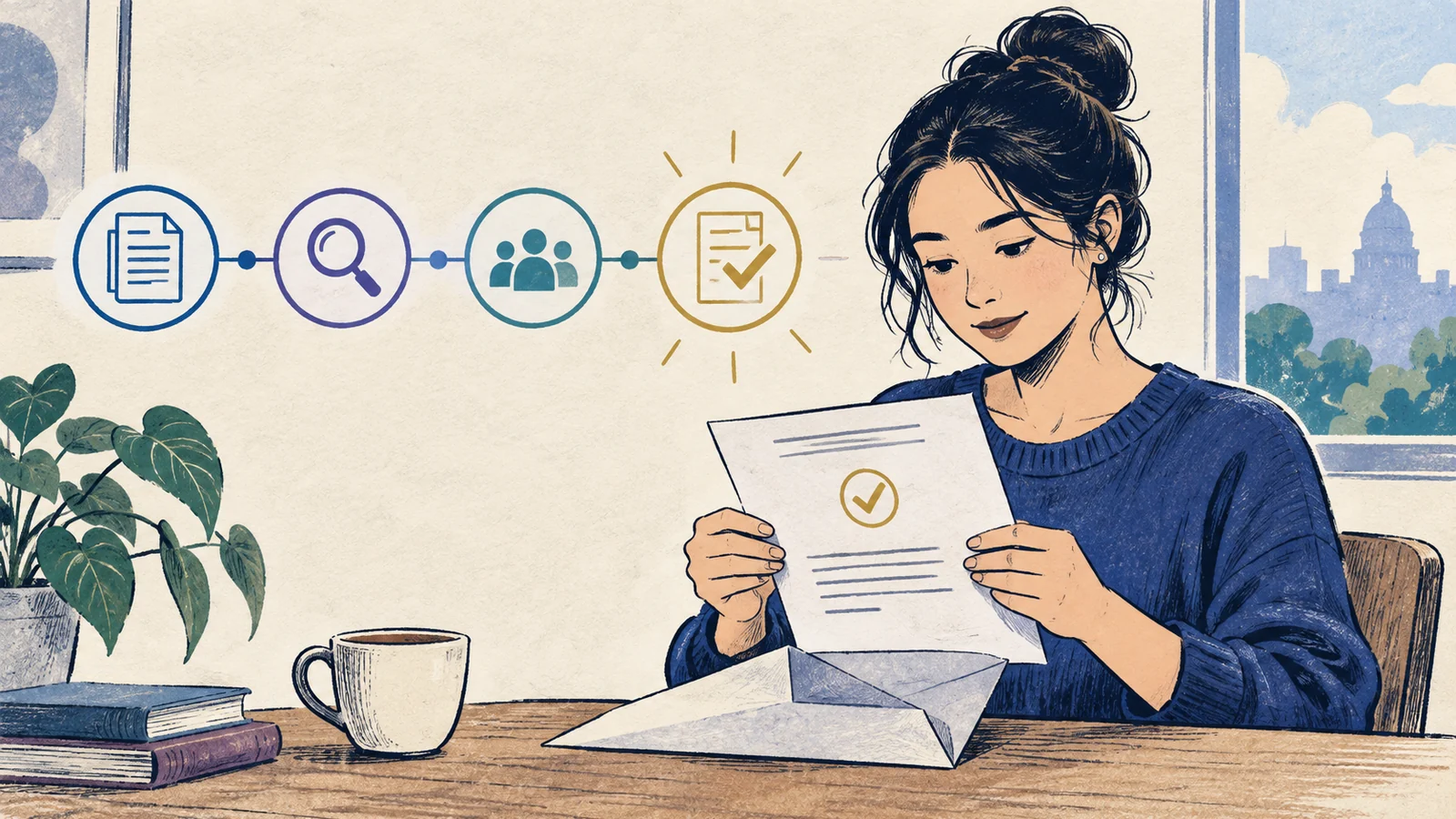 Editorial sketch illustrating Approval Notice
