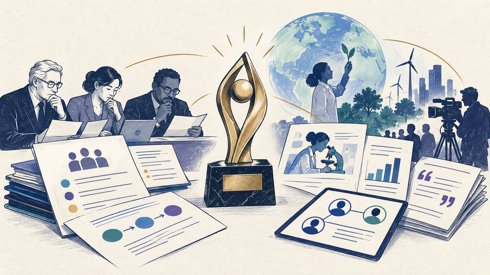 Editorial sketch illustrating Award Evidence