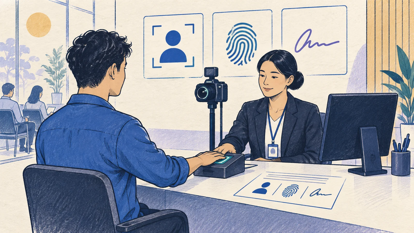 Editorial sketch illustrating Biometrics Appointment