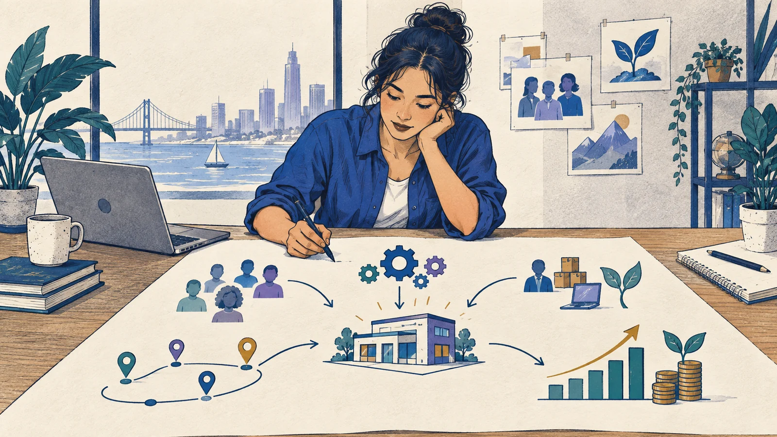 Editorial sketch illustrating Business Plan