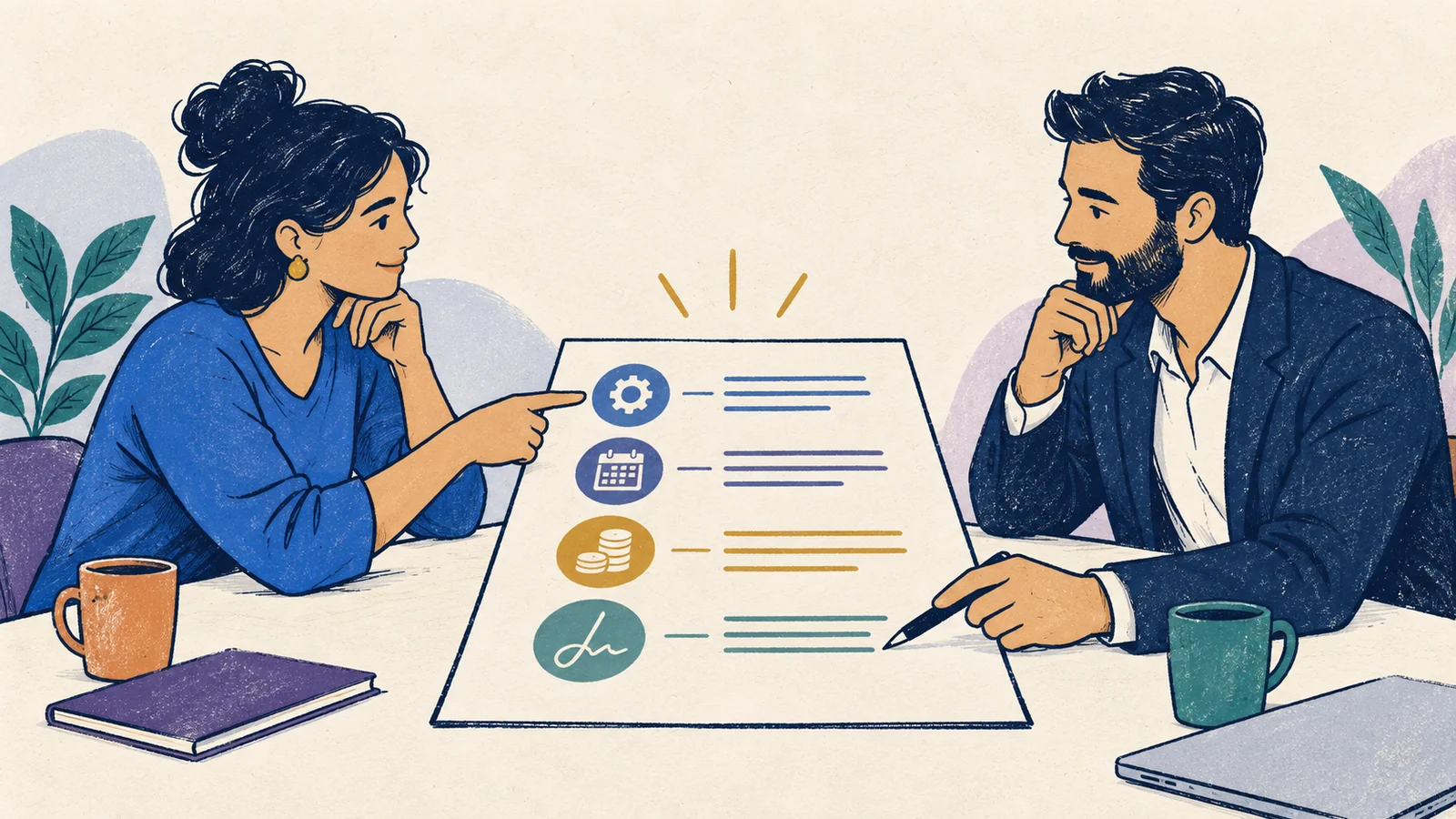 Editorial sketch illustrating Contract