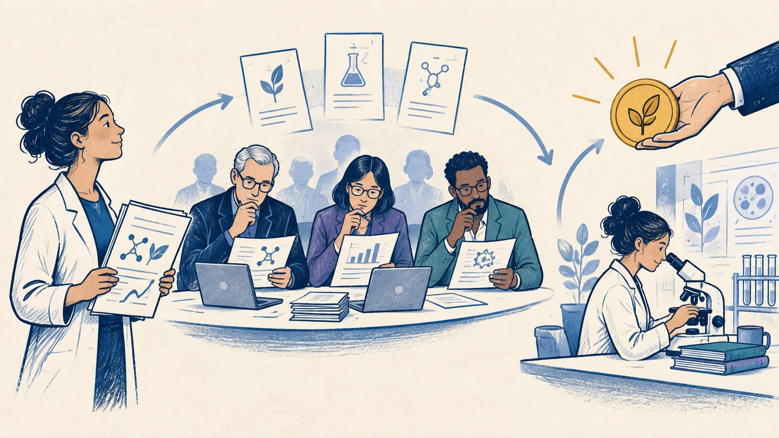Editorial sketch illustrating Grant Funding