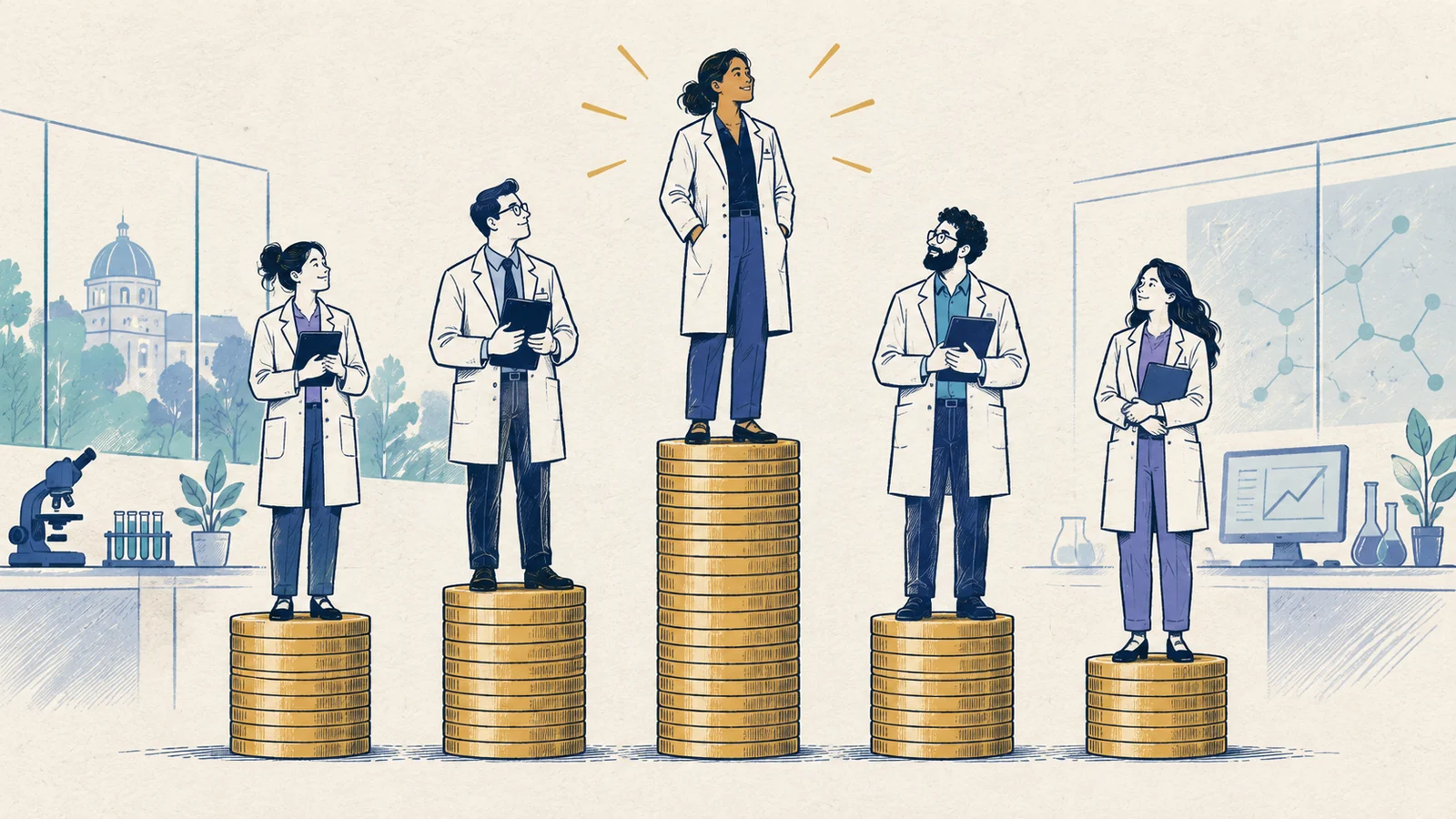 Editorial sketch illustrating High Salary