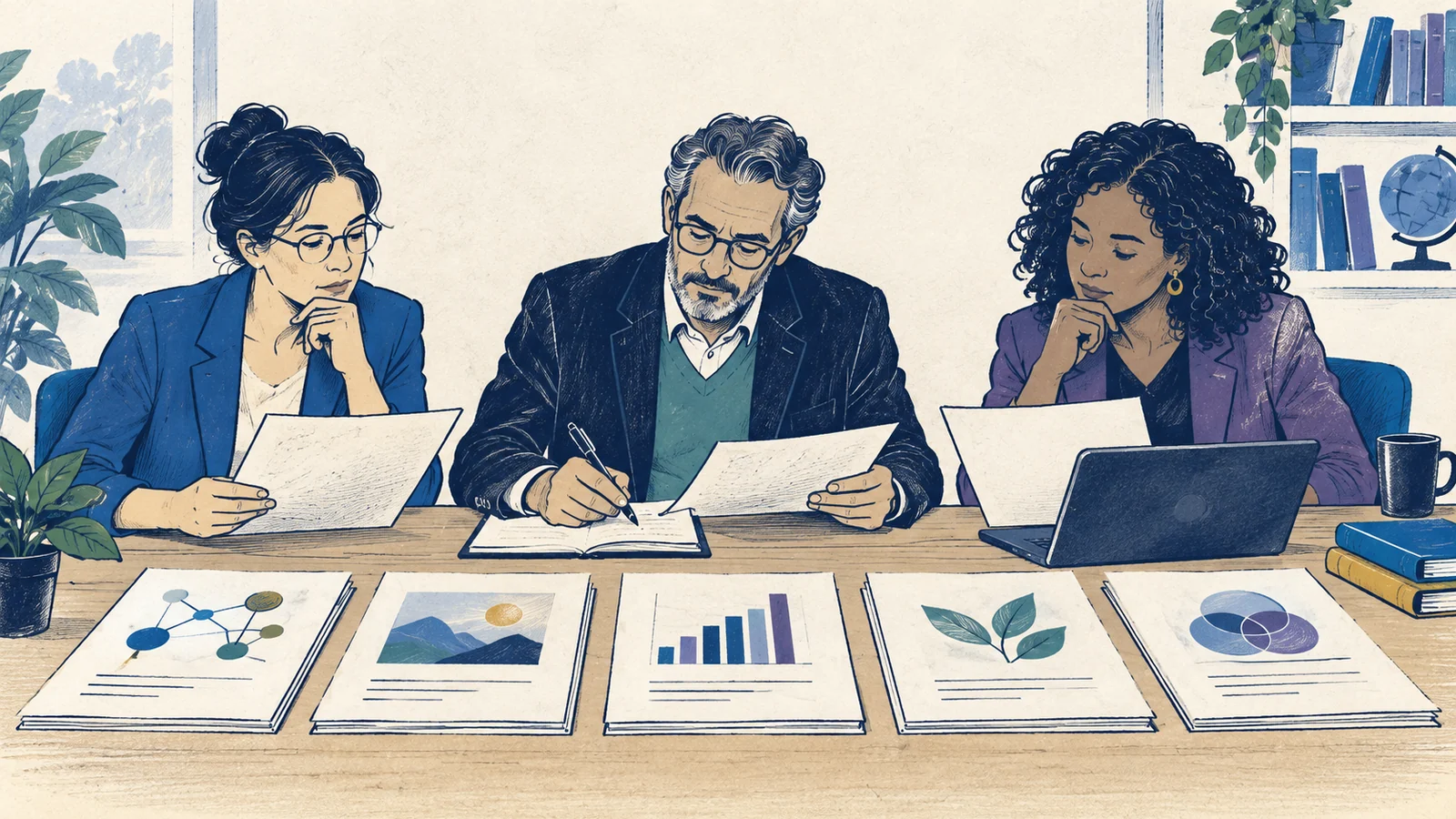 Editorial sketch illustrating Judging the Work of Others