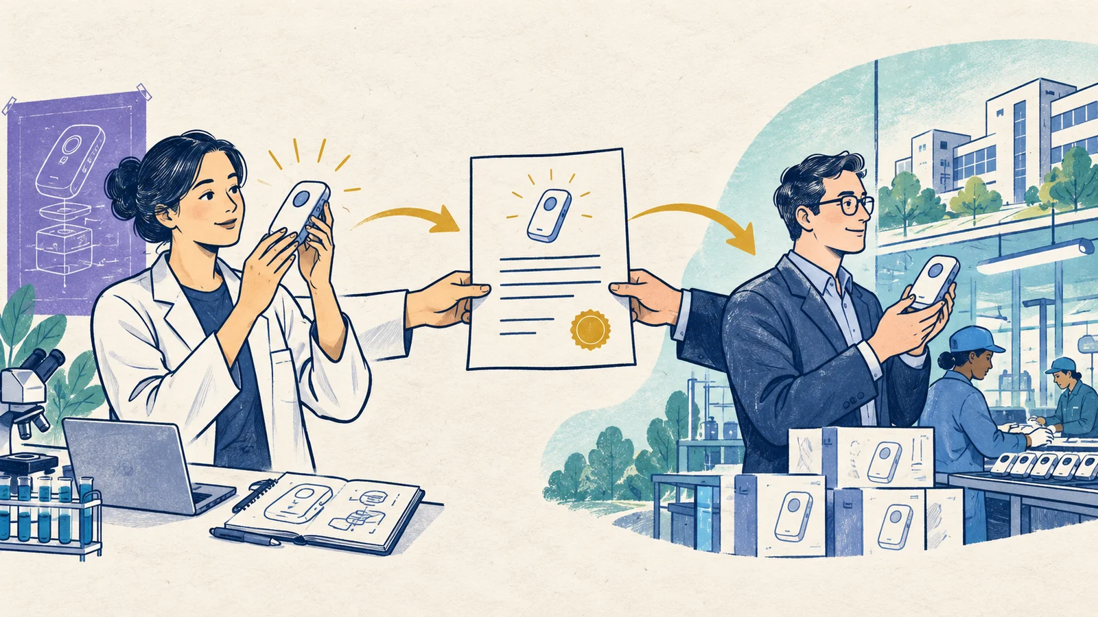 Editorial sketch illustrating Licensing