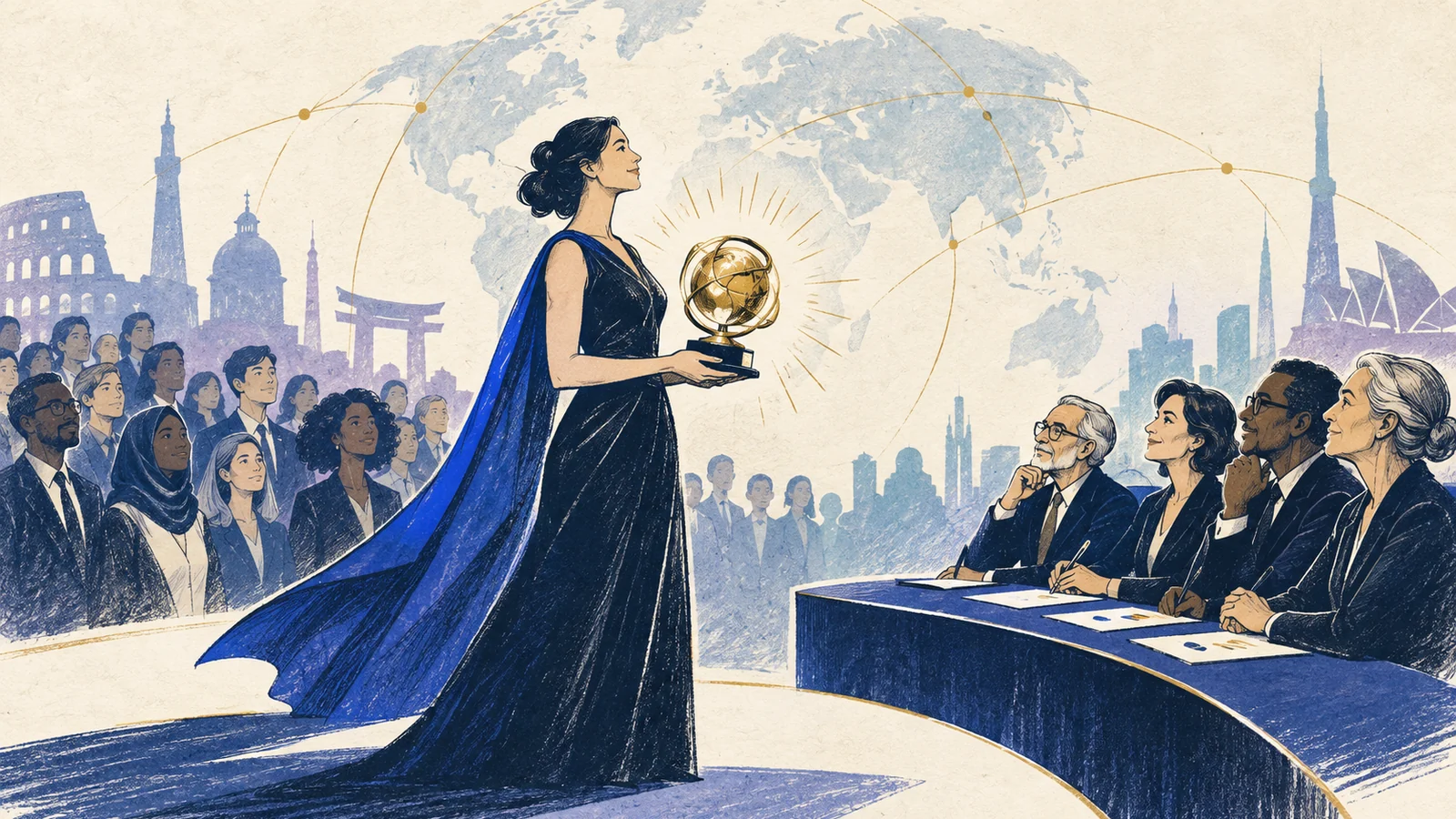 Editorial sketch illustrating Major International Award
