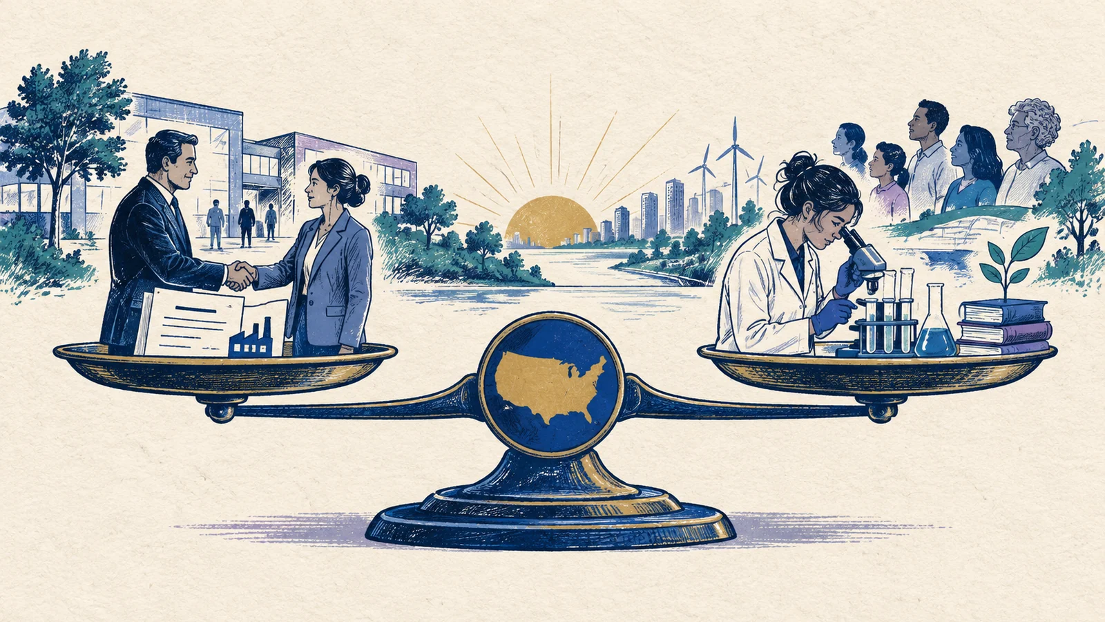 Editorial sketch illustrating On Balance Beneficial to Waive the Job Offer and Labor Certification