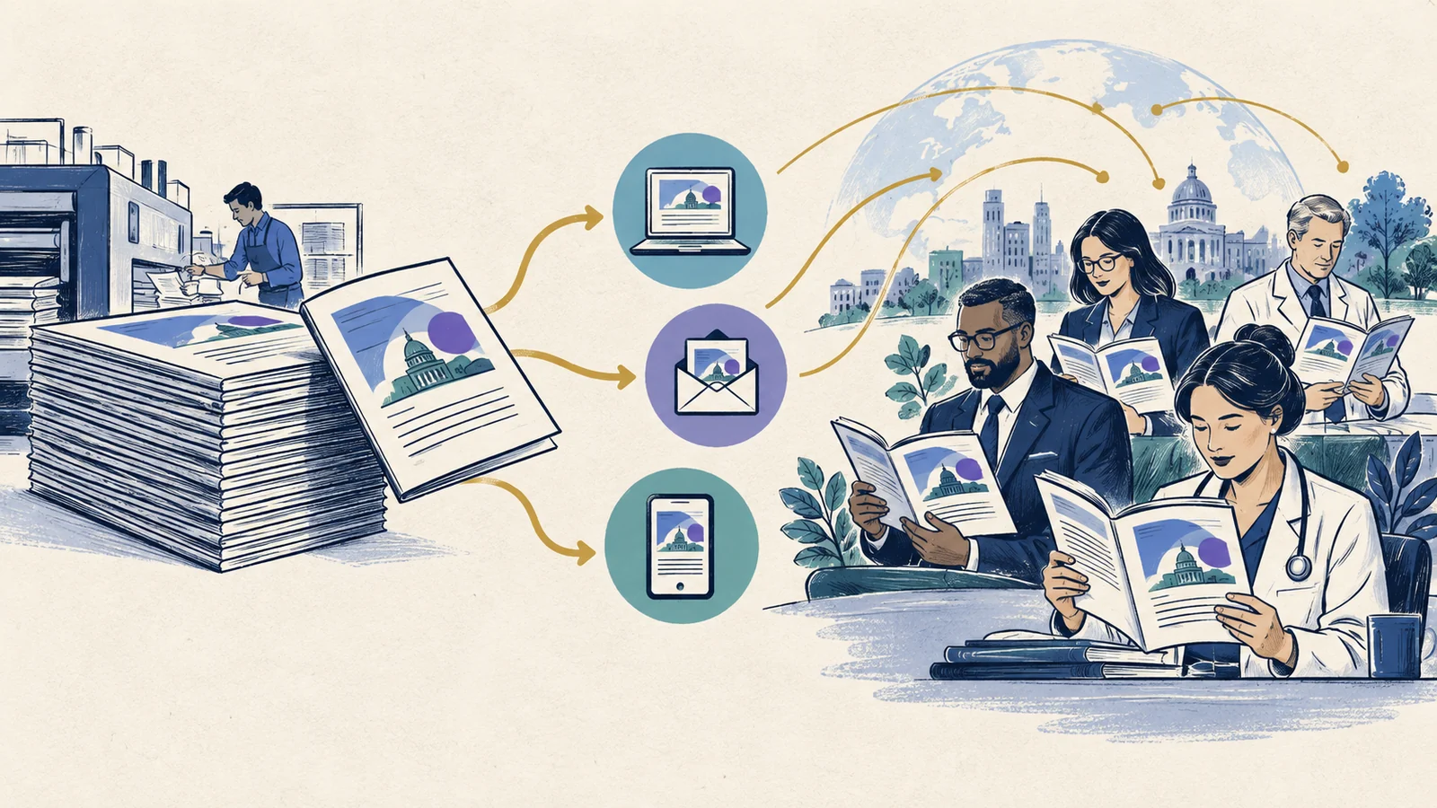Editorial sketch illustrating Readership