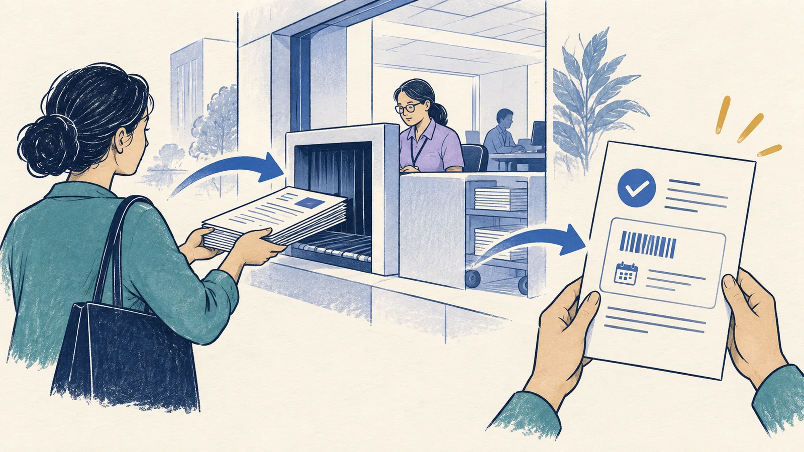 Editorial sketch illustrating Receipt Notice