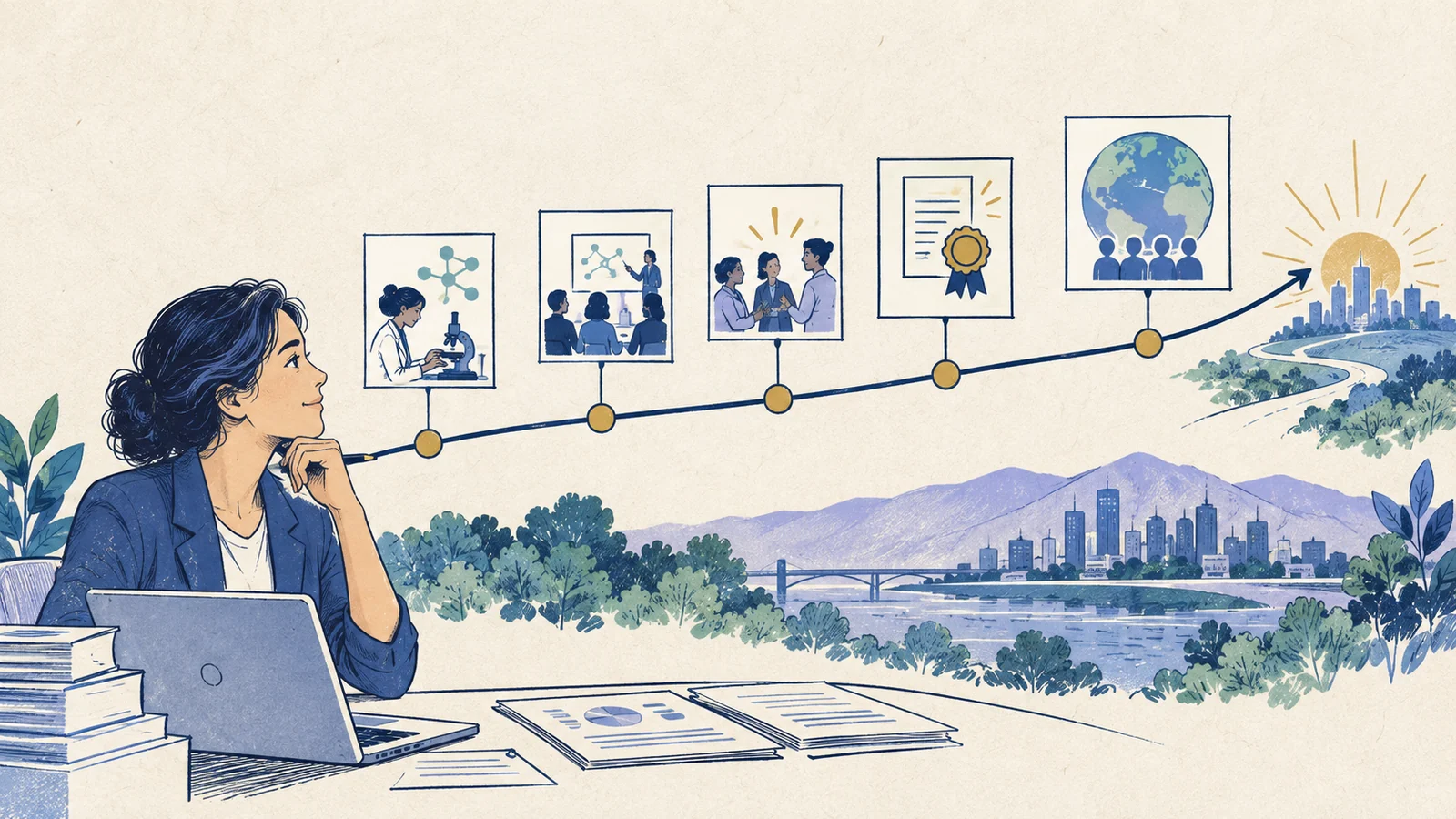 Editorial sketch illustrating Record of Success