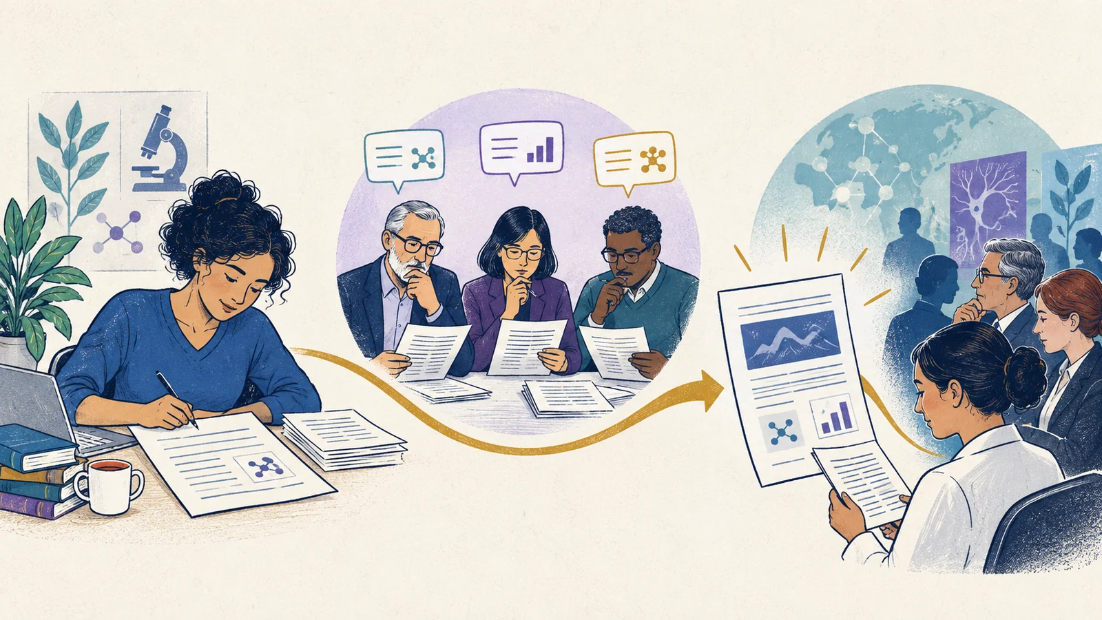 Editorial sketch illustrating Scholarly Articles