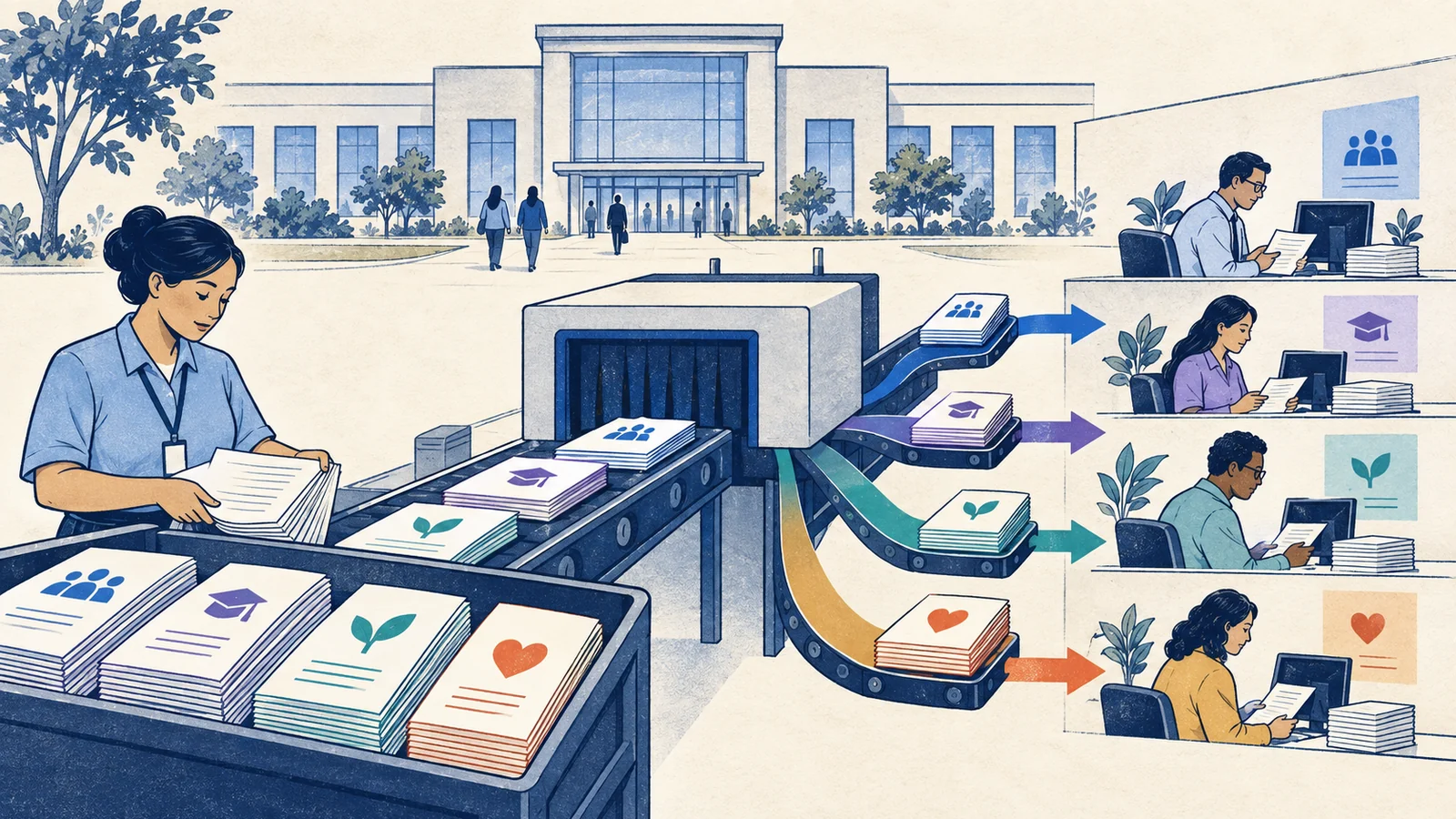 Editorial sketch illustrating Service Center