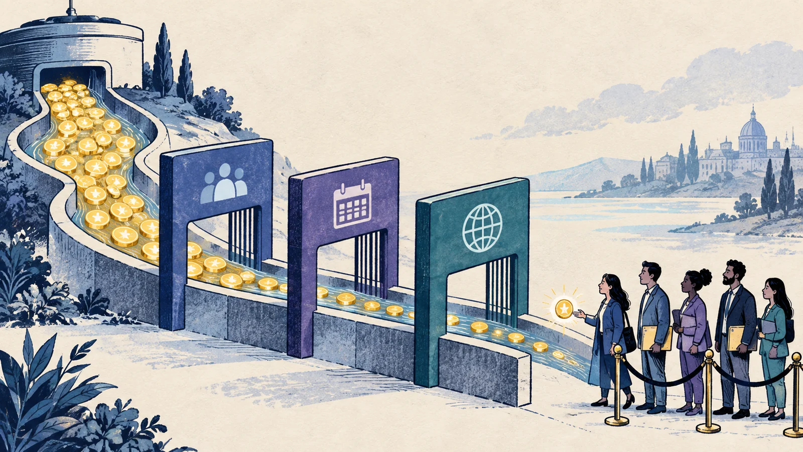 Editorial sketch illustrating Visa Number Availability