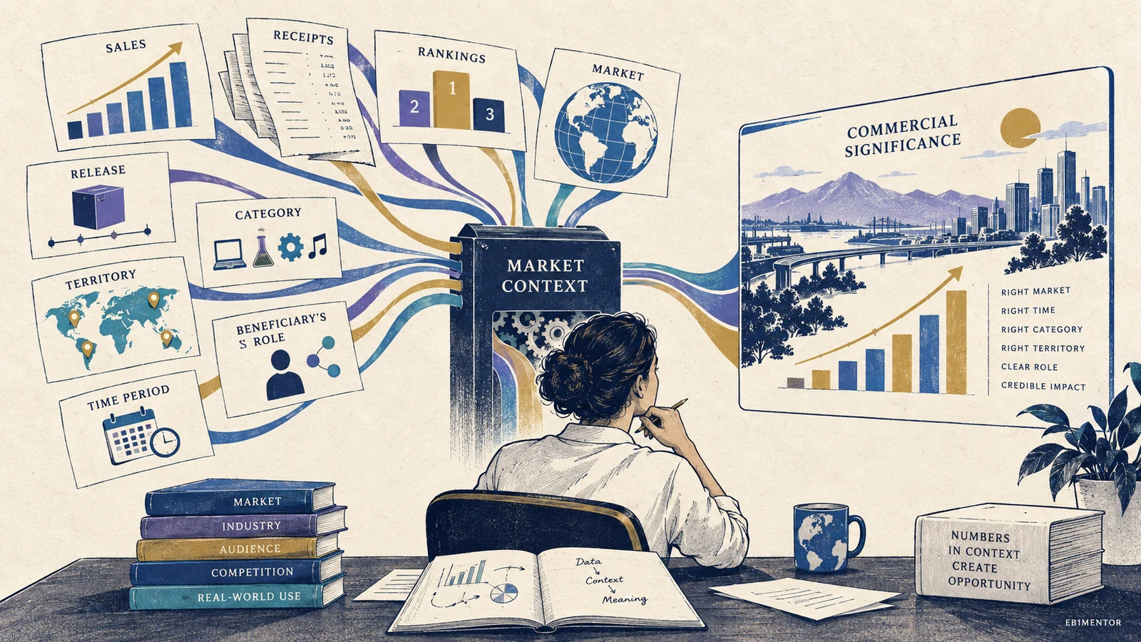 Editorial sketch illustrating Sales, Receipts, Rankings, and Market Context for Commercial Success