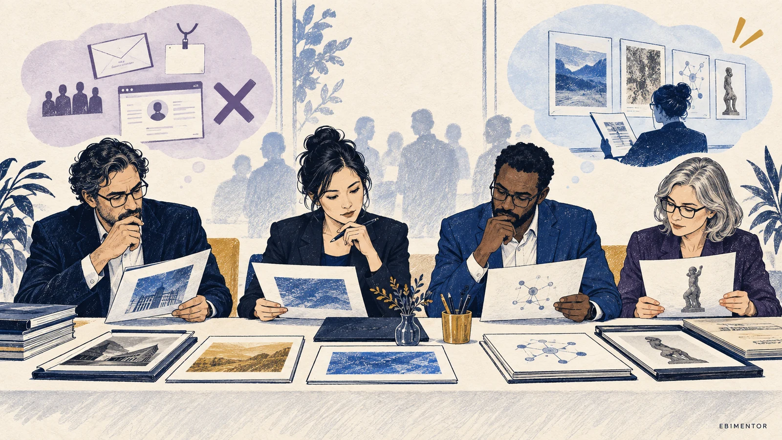 Editorial sketch illustrating What Qualifies as Judging the Work of Others?