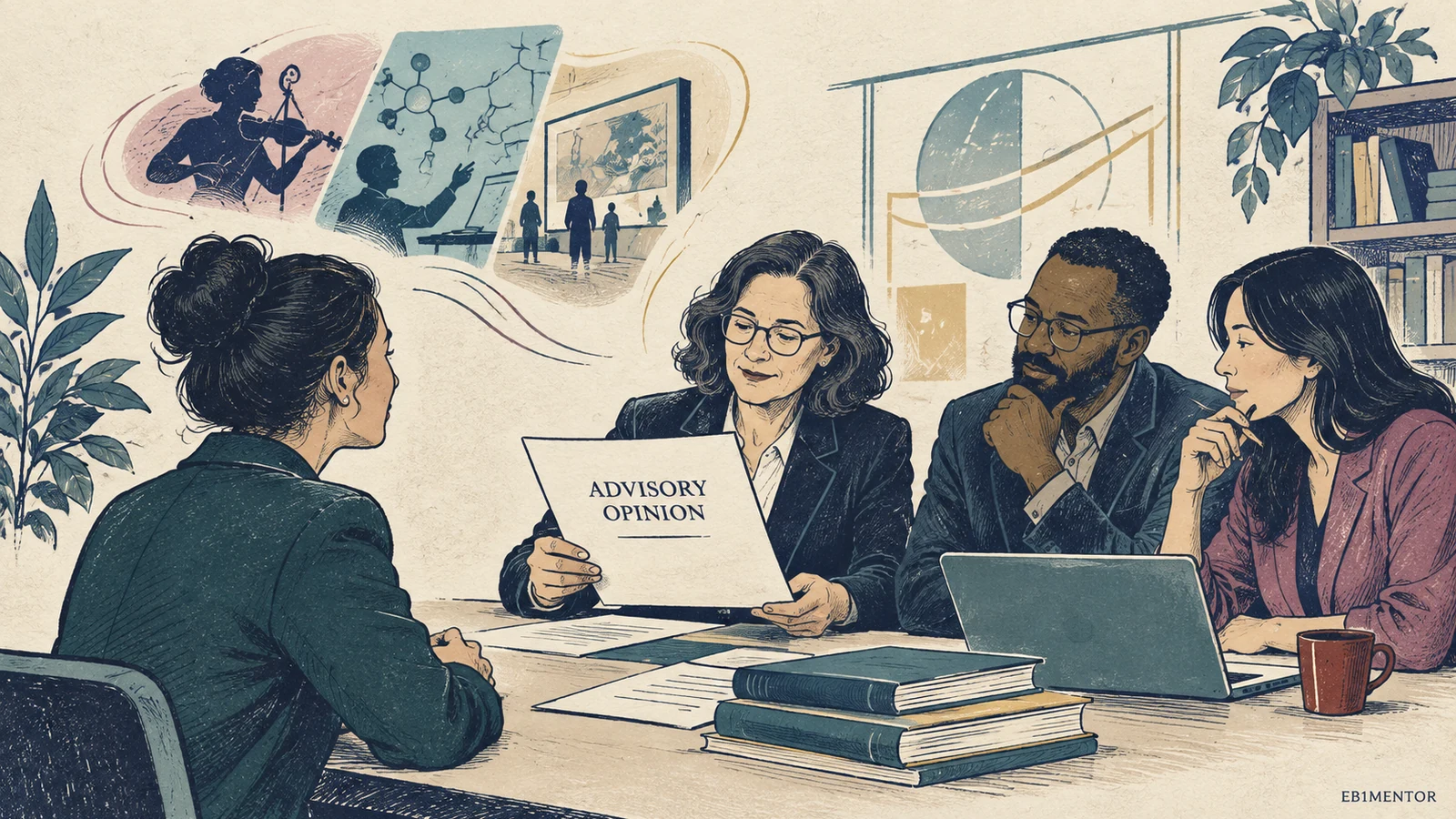 Editorial sketch illustrating Consultations and Advisory Opinions in O-1A Petitions