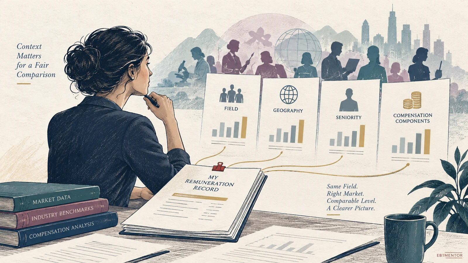 Editorial sketch illustrating O-1A High Salary or Other Remuneration Compared With the Field