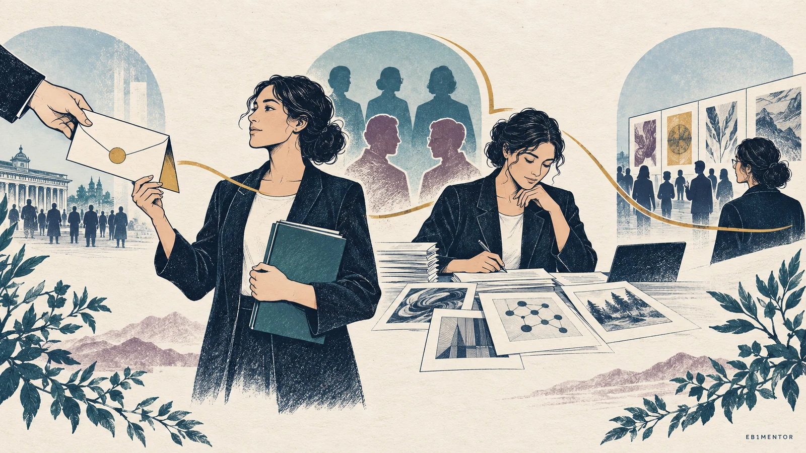 Editorial sketch illustrating O-1A Judging: Invitations, Selection, and Completed Participation